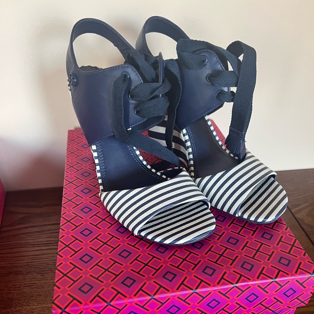 Tory Burch Nautical Stripe Wedge